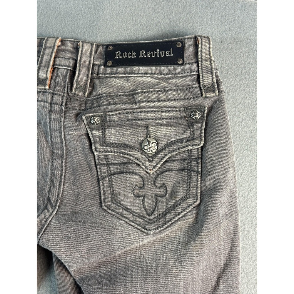 Rock Revival Celine Skinny Jeans Womens 27 Charcoal Wash Gray Stretch Denim